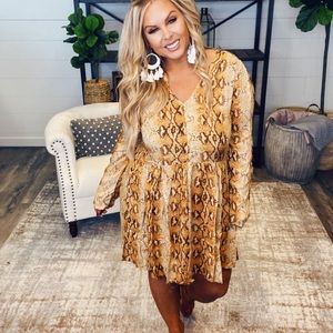 Kori Plus snakeskin long sleeve babydoll dress XL